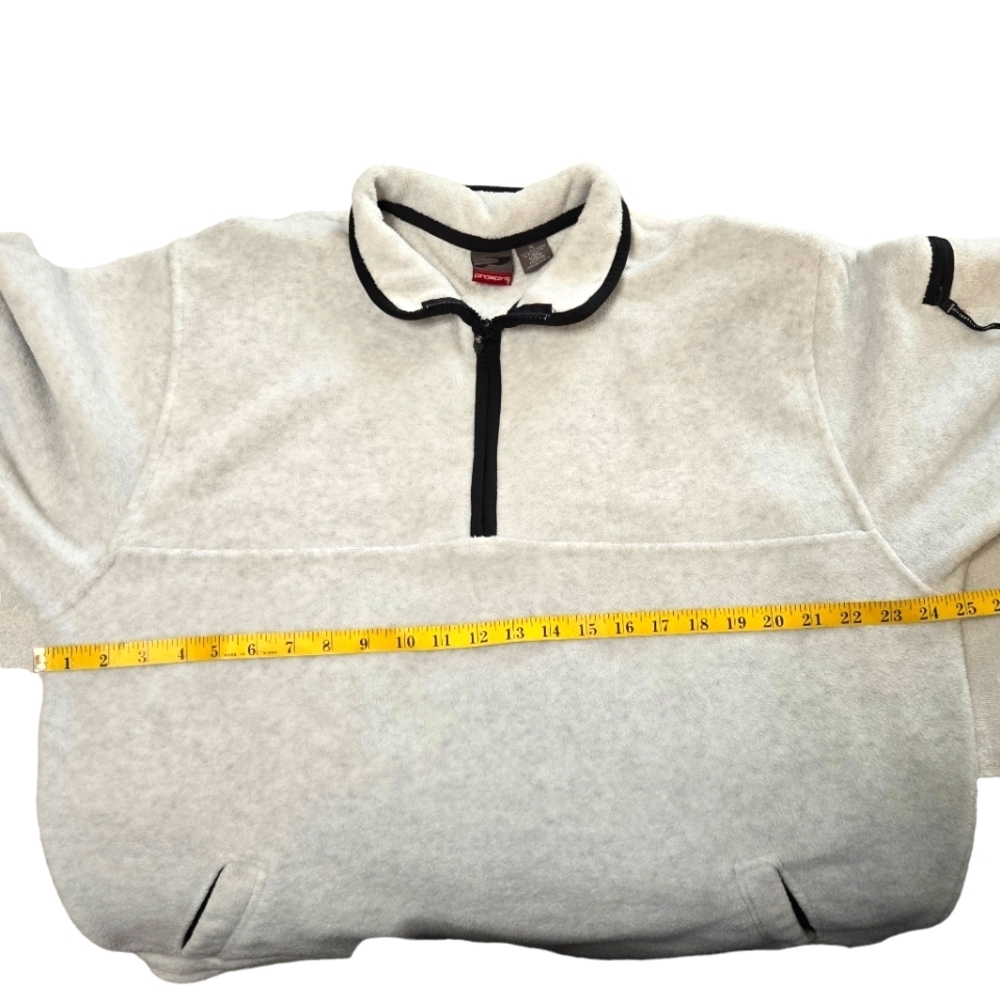 Prospirit Men's XL Pullover Fleece Light Gray Zippered Placket 3 Pockets - Picture 5 of 7